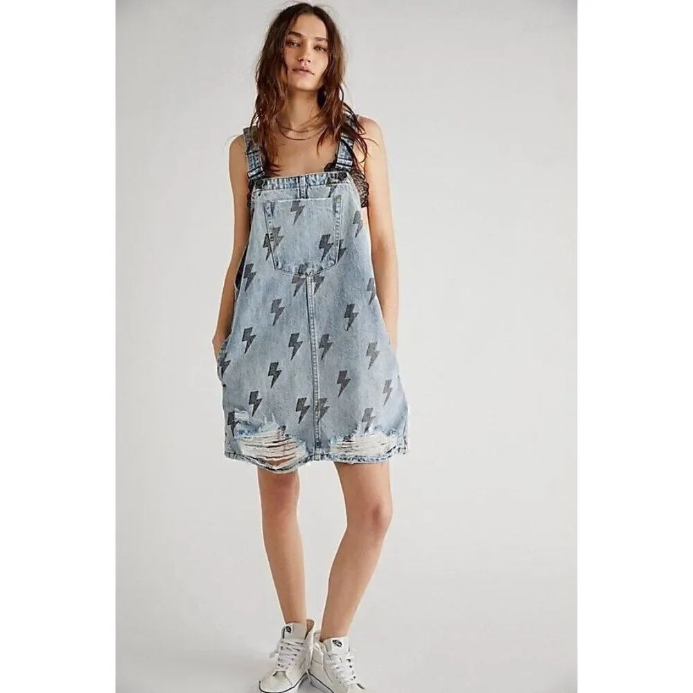 NWT FREE PEOPLE X ONETEASPOON Sz S DENIM PINI DRESS